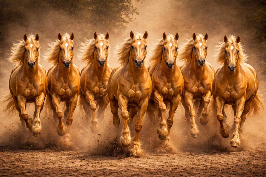 7 Golden Horses Painting Limited Edition